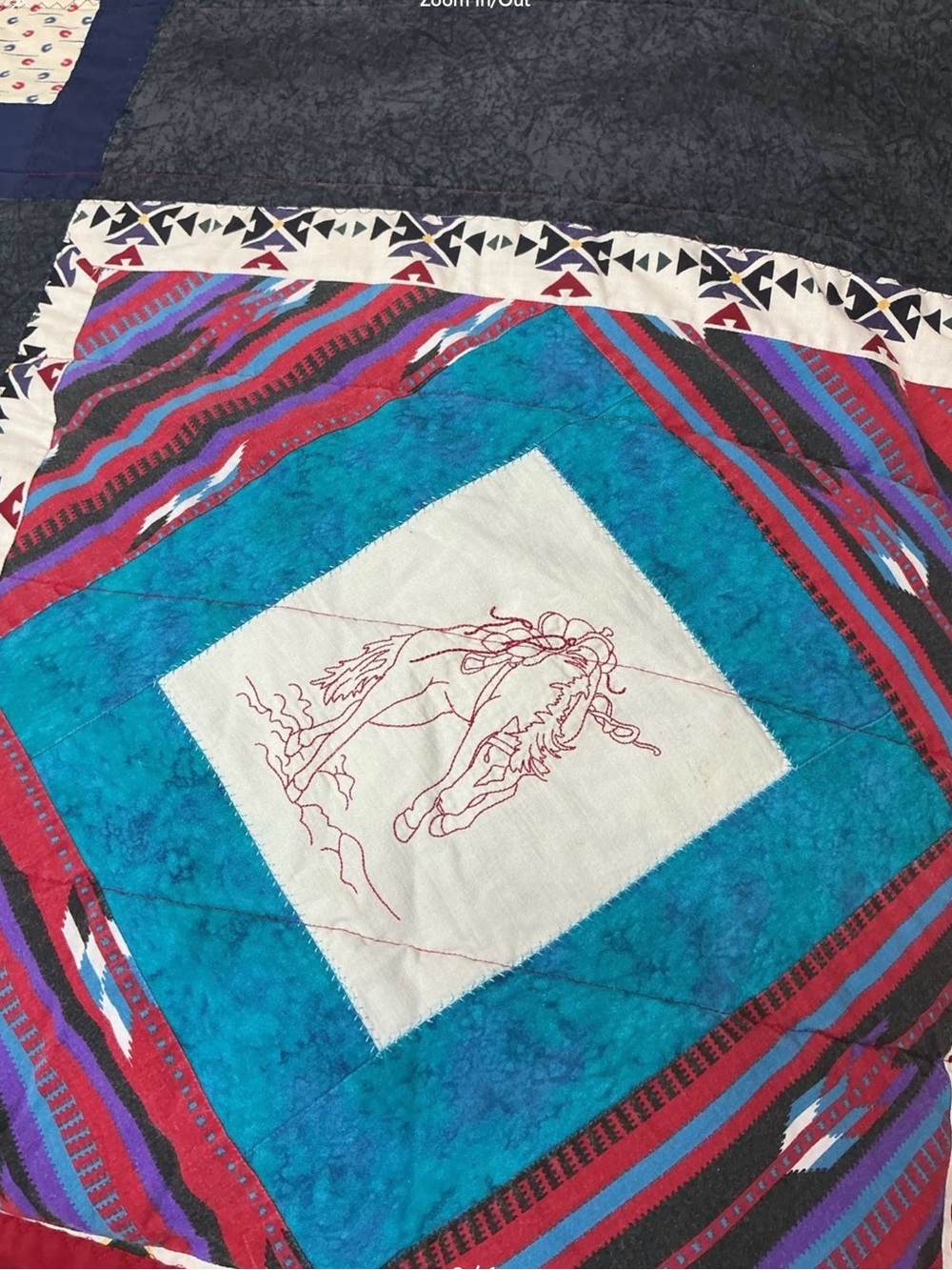 Handmade Western Patchwork Quilt - Black and Red - Picture 3 of 6